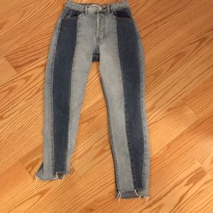 light and dark blue jeans